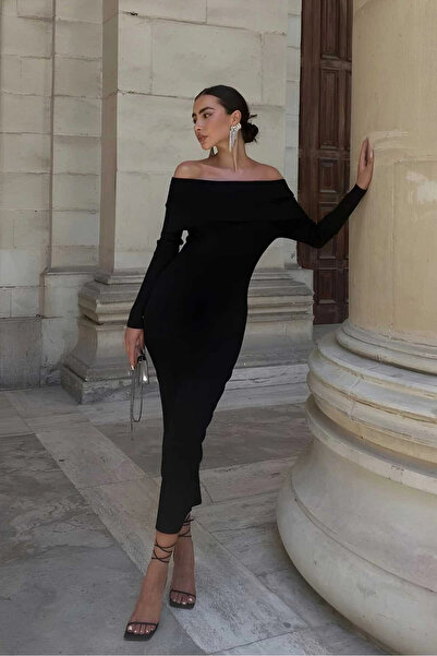 MODAALFABE Κομψό μακρύ φόρεμα με γιακά Madonna