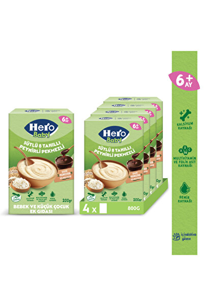 Hero Baby Sütlü 8 Tahıllı Peynirli Pekmezli 200g x4