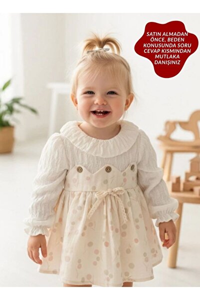 aysskids CLARA Uzun Kollu Etekli Özel Gün Bayramlık Kız Bebek Elbise