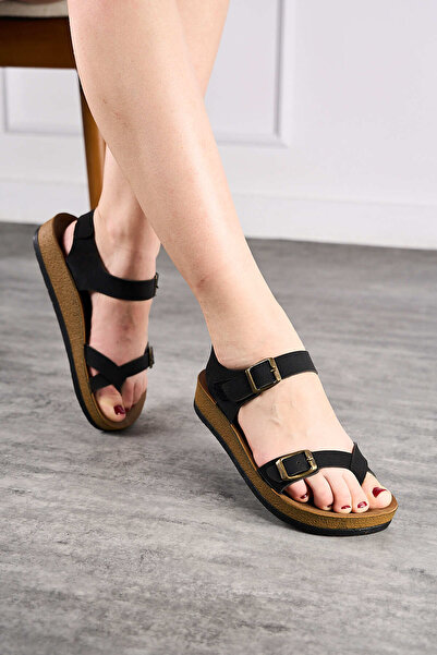 Nstil Flip Flops Women's Black Sandals Comfortable Orthopedic Cork Sole Adjus...