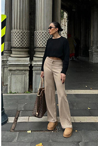 BİGÜMEX Pantaloni spaniole cu șnur, bej