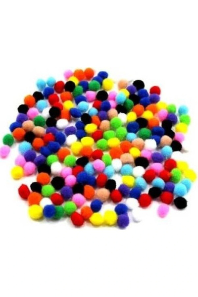 Lider & Nevada Ponpon 1 cm Karışık Renkli Boyunda 100 Adetlik Pakette