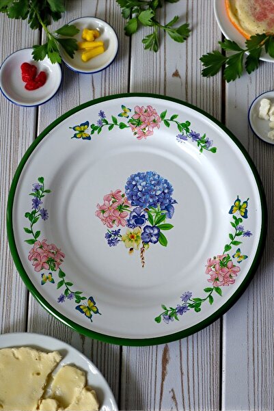 İnci Emaye طبق عشاء مطلي بالمينا مقاس 30 رقم 30 سم - تقديم الأطباق والتخييم و...