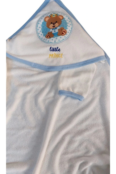 LittlePoffy منشفة زرقاء للرضع والأطفال حديثي الولادة من القطن الطبيعي