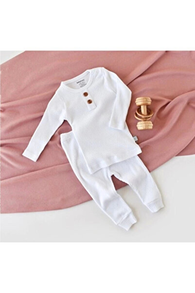 BabyCosy طقم علوي وسفلي مودال أبيض - Csym11511 - Rebebe