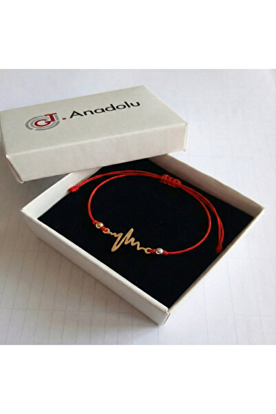 GTD Sevgililer Günü Özel Kırmızı İpli Gold Kalp Atışı Ritmi Figürlü Ayarlanab...