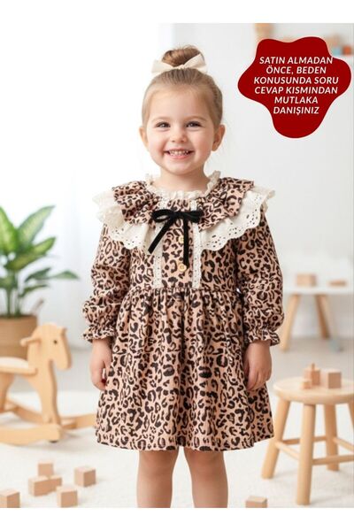 aysskids Rochie pentru fetiță DİVA cu mâneci lungi și detaliu cu guler din da...