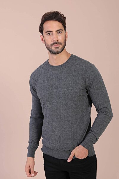 Ferraro سترة من الصوف فائق النعومة برقبة دائرية - أنثراسايت