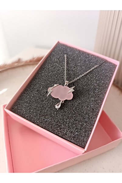 NAS fashion Kadın Şimşek Bulut Pembe Çelik Kolye