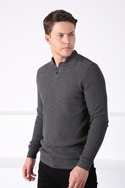 Ferraro Pulover din bumbac pentru bărbați, antracit, cu gât crewneck