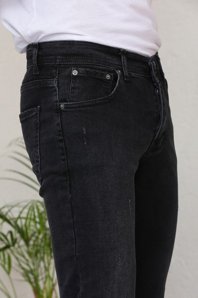 jean black Ανδρικό τζιν παντελόνι ανθρακί Jean Lycra