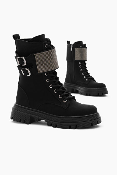 Tonny Black Dámské černé matné Thermo Sole Side Side Double Spocke Stone Boot...