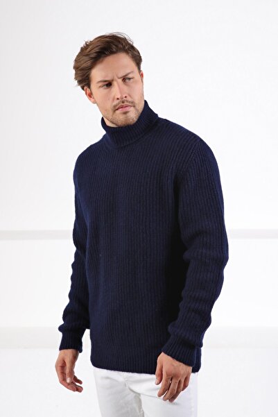 Ferraro Pulover din lână de alpaca cu guler marin închis