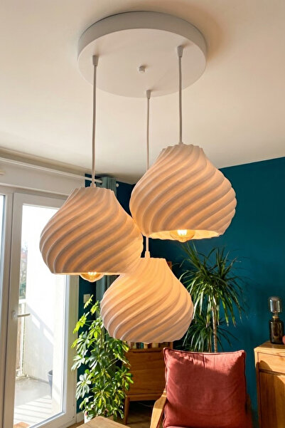 Oxyteez İskandinav Modern Sarkıt Avize Beyaz E27 Ampul Hediyeli 25x25 cm