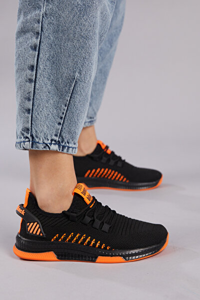 Tonny Black Unisex černá oranžová Poly Sole textilní šněrovací sportovní obuv