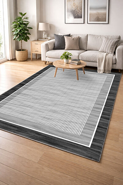 Decomia Home Dijital Yıkanabilir Kaymaz Gri Antrasit Salon Halısı Mutfak Halı...