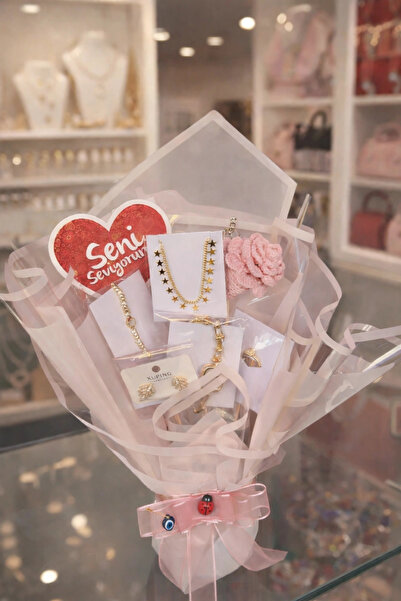 naaksesuar Sevgililer Günü 5’li Lüks Takı Seti Buketi | Gold & Gümüş Sürpriz ...