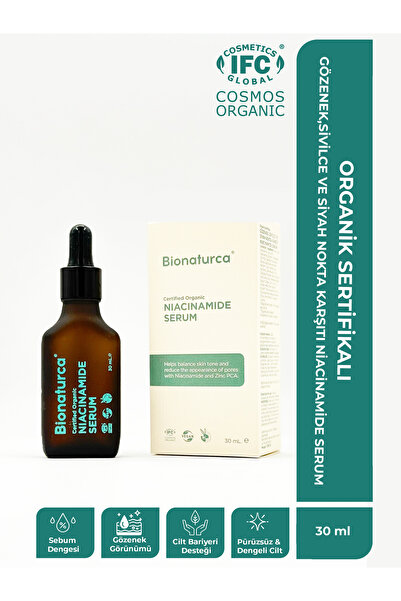 BIONATURCA Organic Certified Anti-Pore and Blackhead Niacinamide Serum 30 ml -