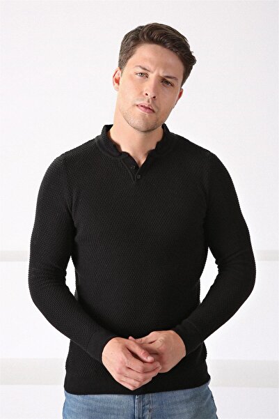 Ferraro Siyah Bisiklet Yaka Erkek Pamuk Kazak