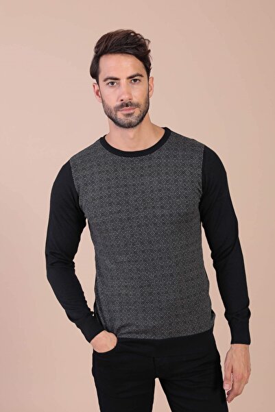 Ferraro Džemper od superfinog vunenog materijala sa okruglim izrezom - crni