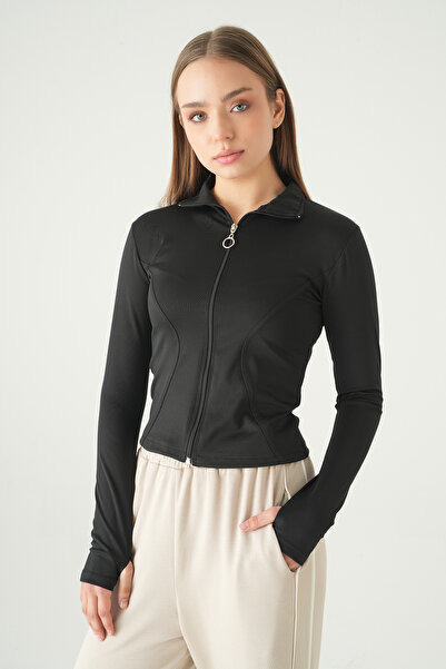 Rays 8327A Zippered Cardigan Black