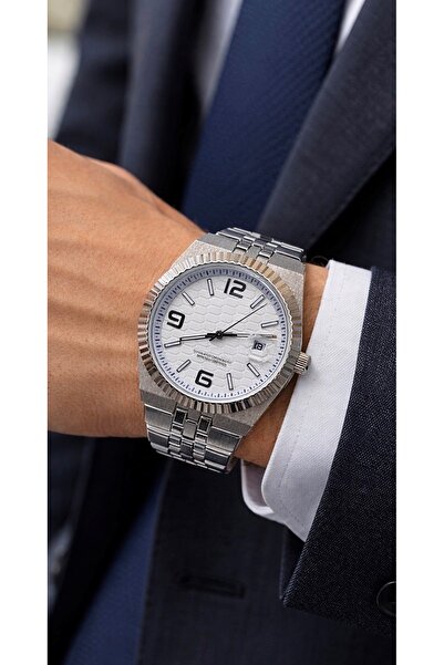 Weluxa Silver Color Steel White Dial 40mm Case Men's Wristwatch with Calendar...