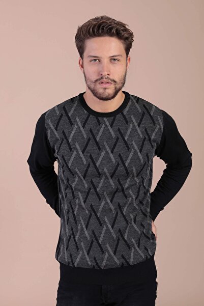 Ferraro سترة صوفية فائقة النعومة برقبة دائرية - أسود