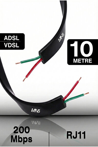 MN6 MN207FS Kutu–Modem Dsl/Adsl/Vdsl kablosu-10 metre/2 Telli-Flat-Rj11 kablo...