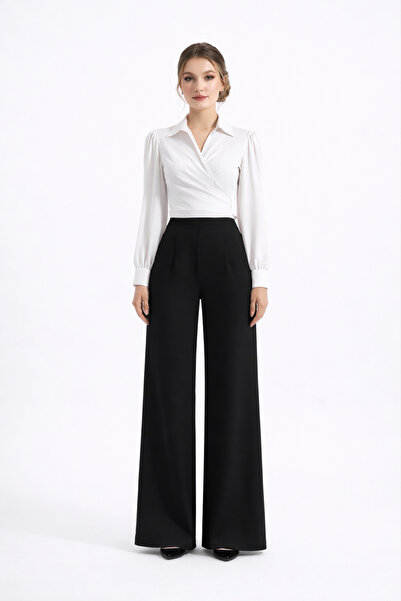 HOX'S Meghan | Toparlayıcı Yüksek Bel Palazzo Pantolon - Siyah