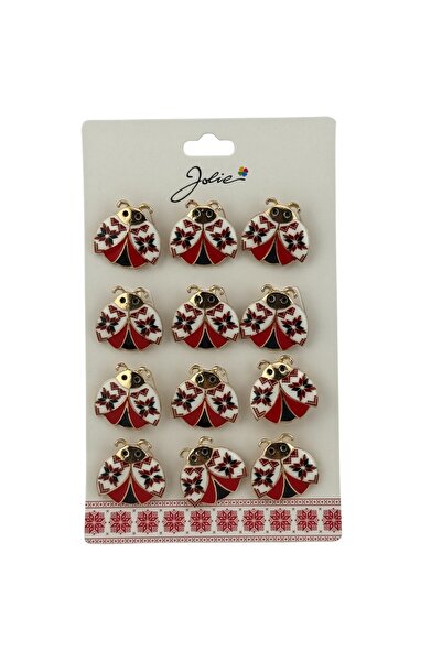 Flippy Set of 12 Spring Ladybug Brooches with Traditional Motif