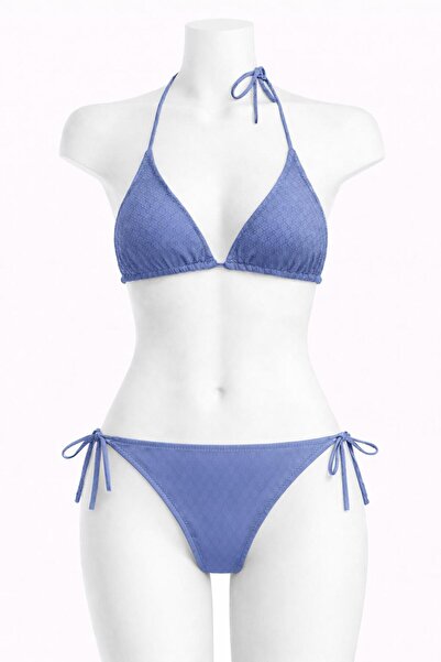 VAJESTO Women's Dark Blue Triangle Bikini Set Lycra Stretchy Side Halter Neck...