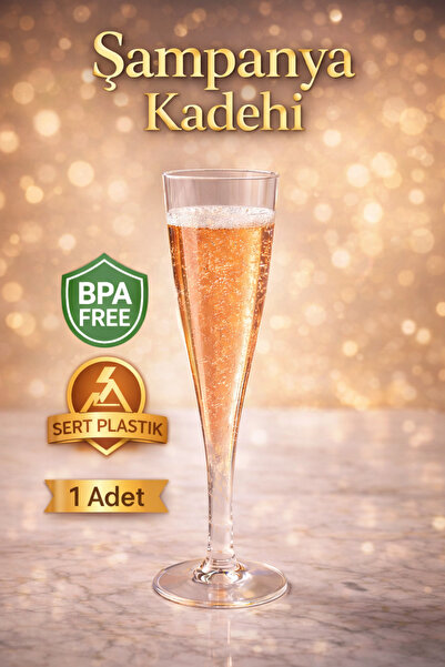 OPTİMEX Sert Plastik Şampanya Bardağı 1 Adet – Kırılmaz, Şeffaf, Tekrar Kulla...