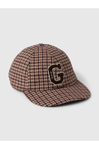 GAP Erkek Kahverengi Gap Logo Houndstooth Desenli Beyzbol Şapkası