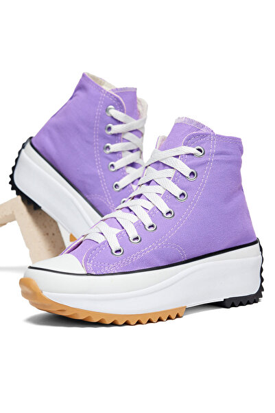 Tonny Black Unisex Lila Rahat Kalıp Bağcıklı Uzun Spor Ayakkabı