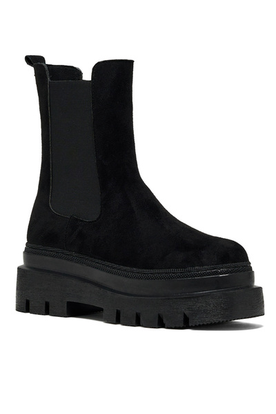 Tonny Black Γυναικείες μαύρες σουέτ μπότες με άνετη εφαρμογή, ελαστικές στο π...