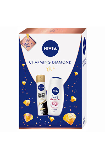 NIVEA Charming Diamond Set: Shower Gel 250ml + Black&White Deodorant Spray 150ml