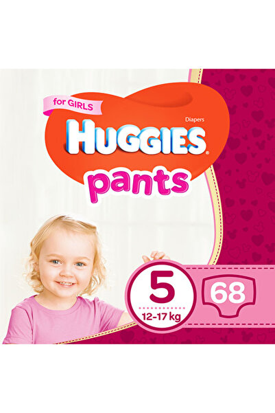 Huggies Pantaloni Little Movers 5, Fete, 12-17 kg, 68 bucăți