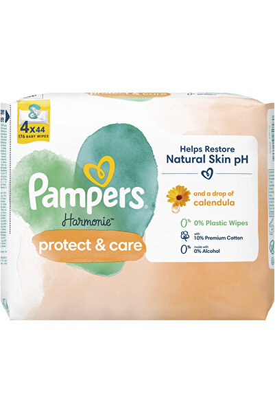 Pampers Șervețele umede Harmonie Protect & Care, pachet de 4 x 44 (176 buc)