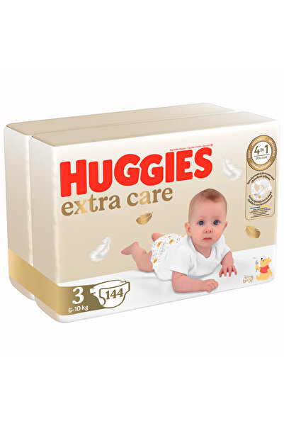 Huggies Pachet scutece Extra Care, mărimea 3 (Mega), 6-10 kg, 144 buc.