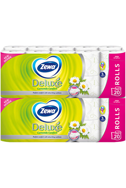 Zewa Deluxe Camomile Comfort Toilet Paper Pack, 3-ply, 2 x 20 rolls