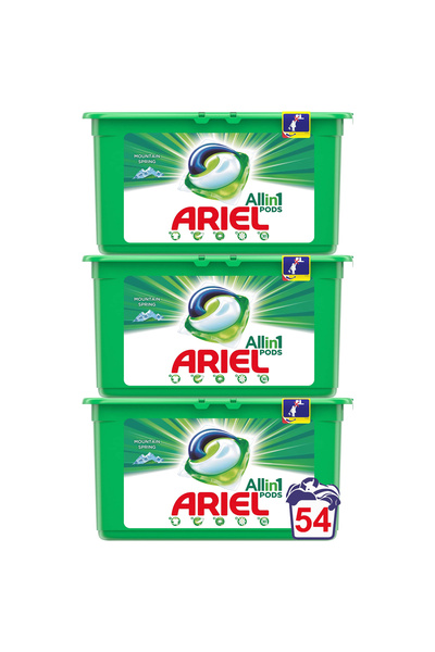 Ariel Capsule detergent de rufe All in One PODS Mountain Spring, 54 spălări