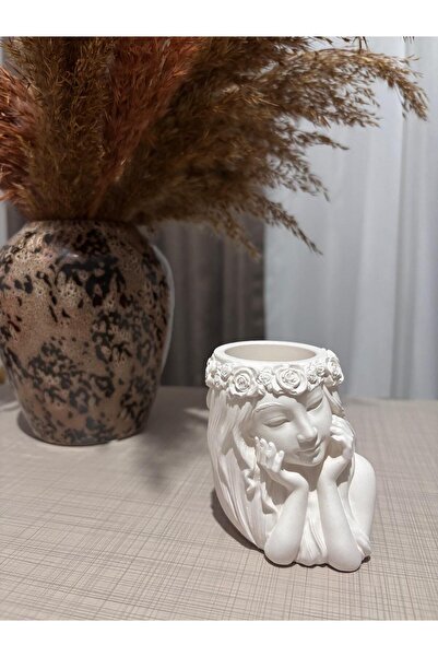 Home dekoratif Gül Taçlı Kız Büst