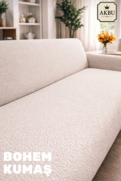 AKBU غطاء أريكة من القماش البوهيمي لـ 3 أشخاص |   غطاء مقعد مرن ومرنّج |   فا...