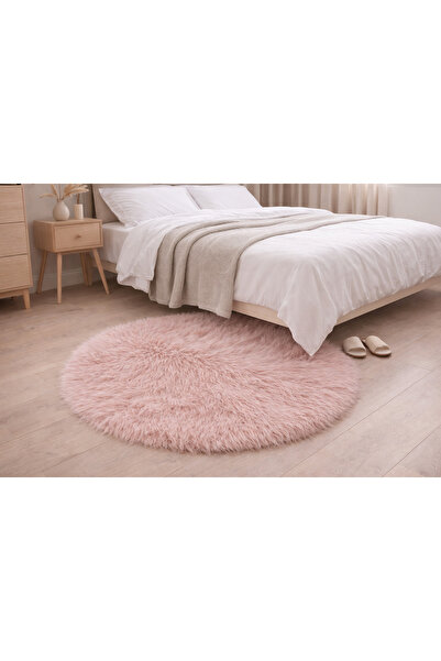 EYPRICH Kuzu Post Peluş Premium Yuvarlak Desen Yumuşak Tüylü - Pembe