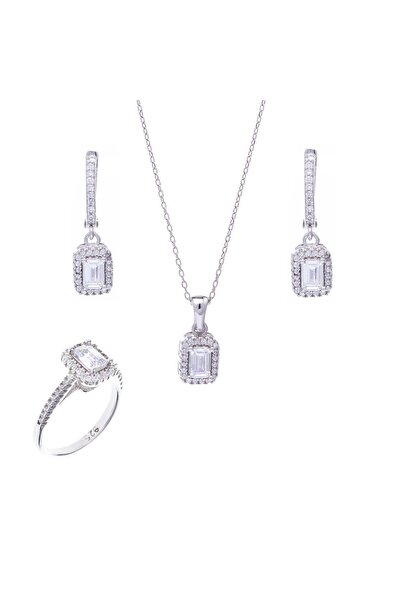 NAGISS 4-6 mm Baget Zirkon Taşlı 925 Ayar Gümüş 3'lü Kadın Set