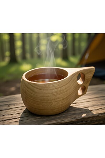 Zeynes Home Kuksa Ahşap Kahve Kupası – Doğal ve Taşınabilir Çay & Kahve Kupası