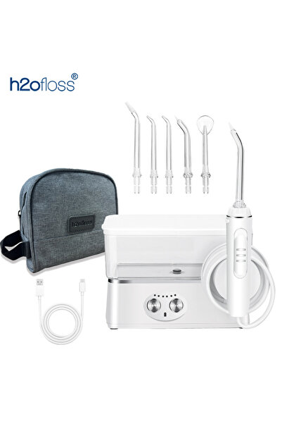 Choice جهاز تنظيف الأسنان بالماء H2ofloss أبيض اللون، سعة 570 مل، جهاز ري فمو...