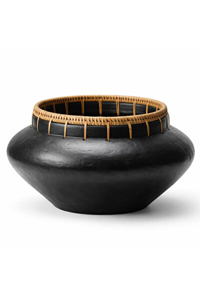 Warm Design Rattan Dikişli El Yapımı Vazo