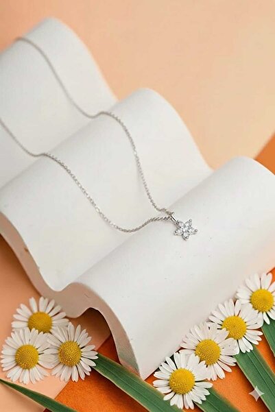 Papatya Silver 925 Ayar Zirkon Taşlı Gümüş Yıldız Kolye.rose.gold.rodaj
