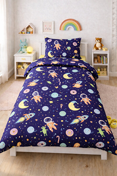 Elay Tekstil Space Patterned Single Child Duvet Cover Set (Without Sheets)